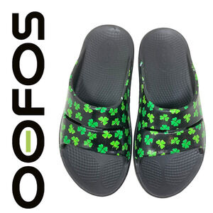 OOFOS Ooahh Slide Sandal Limited Edition Irish Shamrocks EU Sz 37 US Women 6